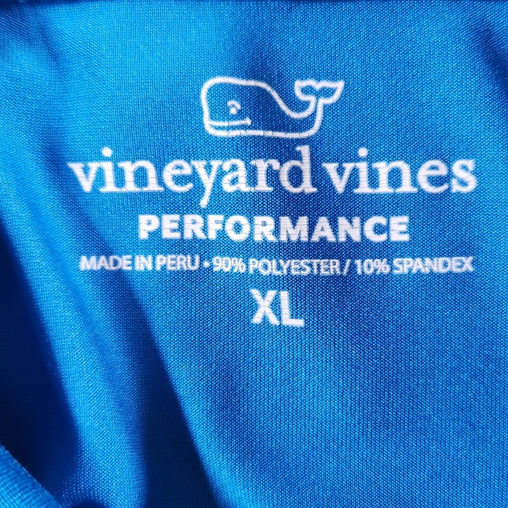 Vineyard Vines Performance Polo Shirt Men's Size XL Whale Logo Golf Blue Striped - Picture 5 of 8